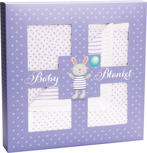 Muslin Baby Blanket in Gift Box - Bunny (Purple)