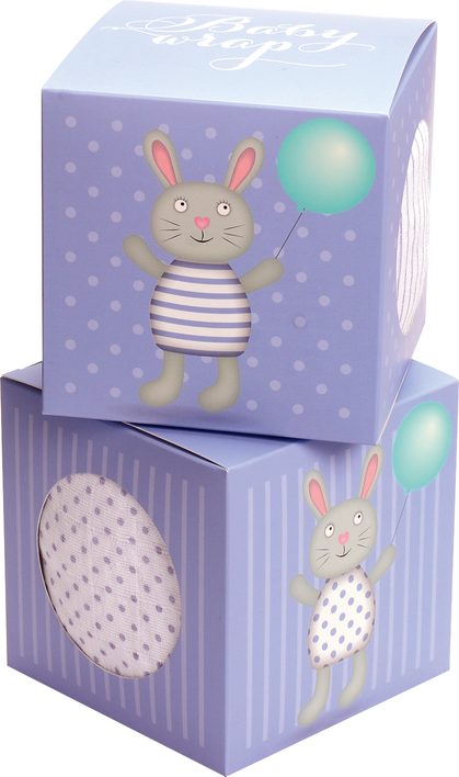 Muslin Baby Wrap Gift Box - Bunny (Purple)